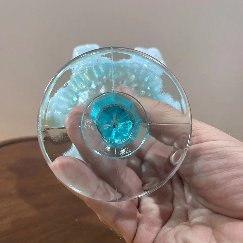 Vtg Fenton Blue Opalescent Hobnail Ruffled Glass Compote‎ MCM Candy Dish 6